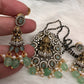 Goddess Lakshmi Color Stone Color Beads Mangalsutra Necklace - LightGreen