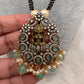 Goddess Lakshmi Color Stone Color Beads Mangalsutra Necklace - LightGreen