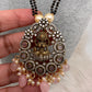 Goddess Lakshmi Color Stone Color Beads Mangalsutra Necklace - Pink