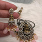 Goddess Lakshmi Color Stone Color Beads Mangalsutra Necklace - Pink
