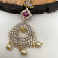 Ruby Red Stone AD Diamond Finish Maangteeka