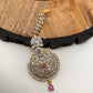 Ruby Red Stone AD Peacock Design Diamond Finish Maangteeka