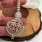 Ruby Red Stone AD Peacock Design Diamond Finish Maangteeka