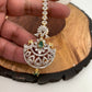 Emerald Green Stone AD Peacock Design Diamond Finish Maangteeka