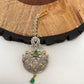 Emerald Green Stone AD Peacock Design Diamond Finish Maangteeka