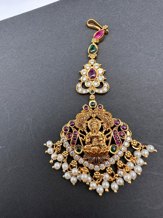 Goddess Lakshmi Multi Color Kemp Matte Finish Maangteeka