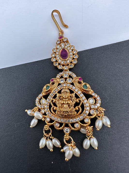 Goddess Lakshmi Multi Color Kemp Matte Finish Maangteeka