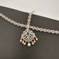 Diamond FinishPeacock Maangteeka Mathapatti with Red Stone