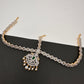 Diamond FinishPeacock Maangteeka Mathapatti with Red Stone