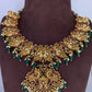Peacock Floral Nakshi Green Beads Short Necklace