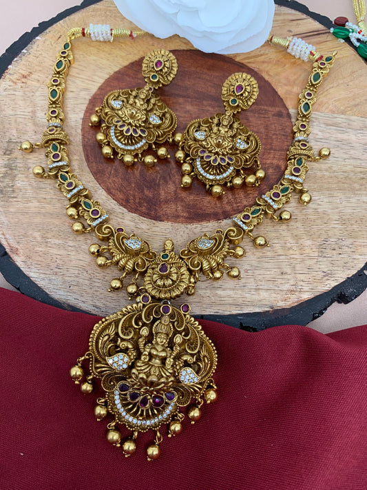 Goddess Lakshmi Matte Finish Necklace