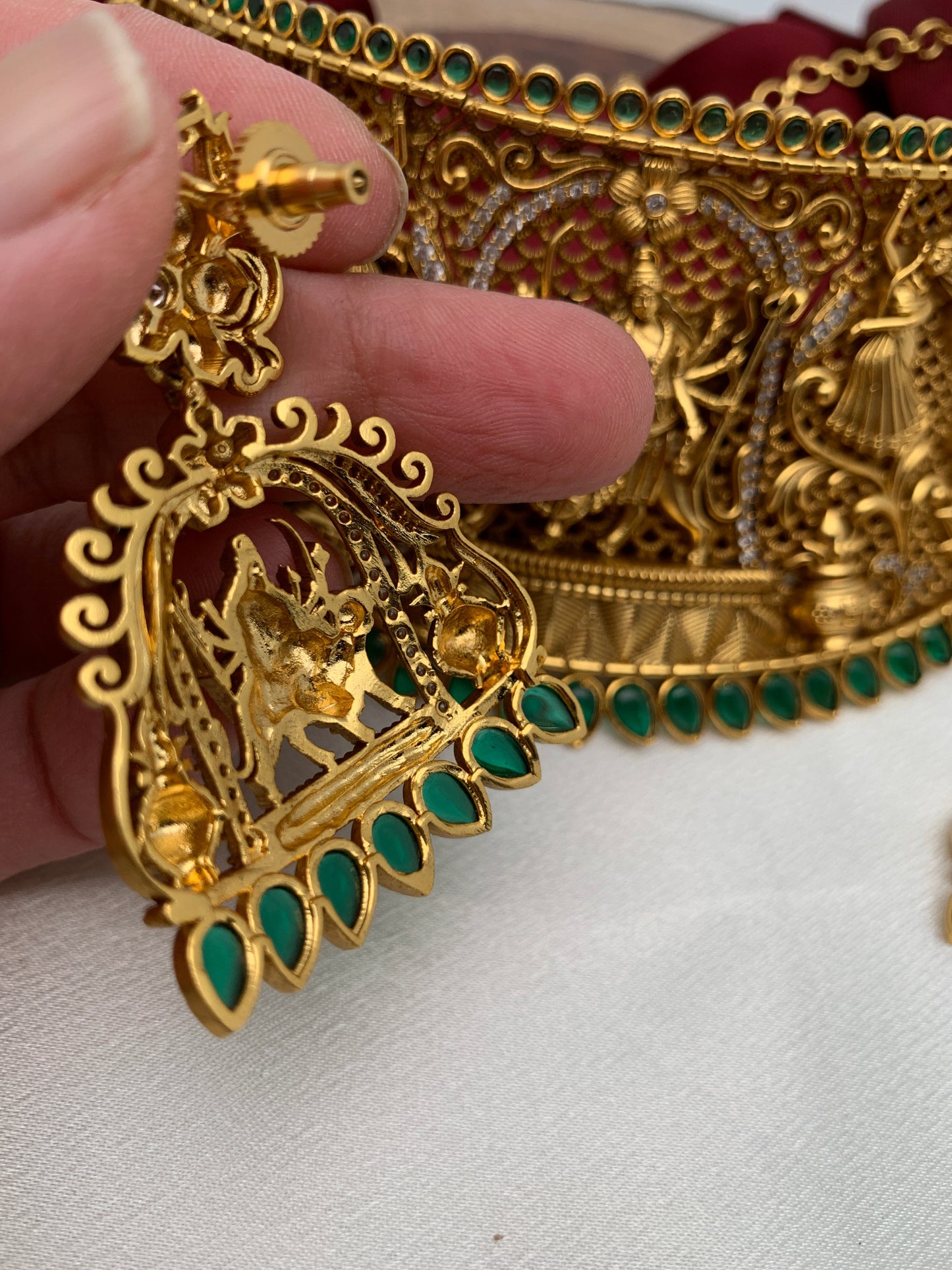Goddess Durga Nakshi Choker Green Kemp