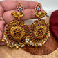 Goddess Lakshmi Floral Red Green Stone Nakshi Long Necklace