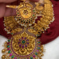 Goddess Lakshmi Floral Red Green Stone Nakshi Long Necklace