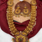Goddess Lakshmi Floral Red Green Stone Nakshi Long Necklace