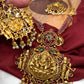 Goddess Lakshmi Red Kemp Matte Finish Nakshi Long Mala