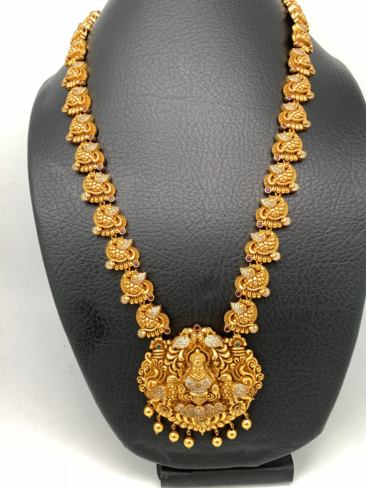 Goddess Lakshmi Matte Finish Nakshi Long Necklace