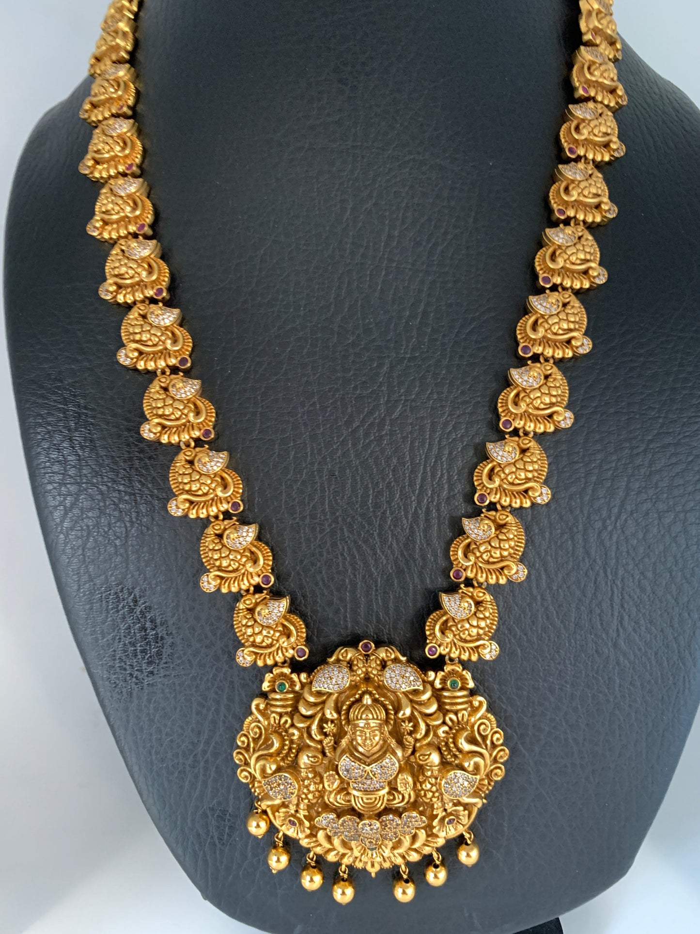 Goddess Lakshmi Matte Finish Nakshi Long Necklace