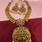 Peacock Pendent Mango Links Red Stone Nakshi Short Necklace