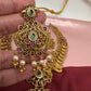 Peacock Pendent Mango Links Red Stone Nakshi Short Necklace