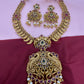 Peacock Pendent Mango Links Red Stone Nakshi Short Necklace