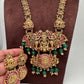Goddess Lakshmi Elephant Pendent Lakshmi Links Green Pumpkin beads Matte Finish Nakshi Necklace