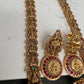 Goddess Lakshmi Elephant Pendent Lakshmi Links Green Pumpkin beads Matte Finish Nakshi Necklace