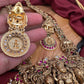 Goddess Lakshmi Elephant Pendent Lakshmi Links Green Pumpkin beads Matte Finish Nakshi Necklace