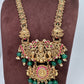 Goddess Lakshmi Elephant Pendent Lakshmi Links Green Pumpkin beads Matte Finish Nakshi Necklace