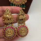 Goddess Lakshmi Elephant Pendent Lakshmi Links Green Pumpkin beads Matte Finish Nakshi Necklace