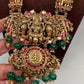 Goddess Lakshmi Elephant Pendent Lakshmi Links Green Pumpkin beads Matte Finish Nakshi Necklace