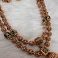 Golden Nakshi Ball Red Green Stone Two Line Necklace