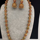 Golden Nakshi Ball Red Green Stone Necklace