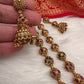 Golden Nakshi Ball Red Green Stone Necklace