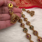 Golden Nakshi Ball Red Green Stone Necklace