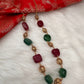 Golden Nakshi Ball Big Color Stone Necklace - Gold