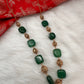 Golden Nakshi Ball Big Color Stone Necklace - Green