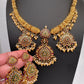 Kanthi Style CZ Red Stone Short Nakshi Necklace Set