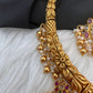 Kanthi Style CZ Red Stone Short Nakshi Necklace Set