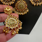 Kanthi Style CZ Red Stone Short Nakshi Necklace Set