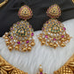 Kanthi Style CZ Red Stone Short Nakshi Necklace Set