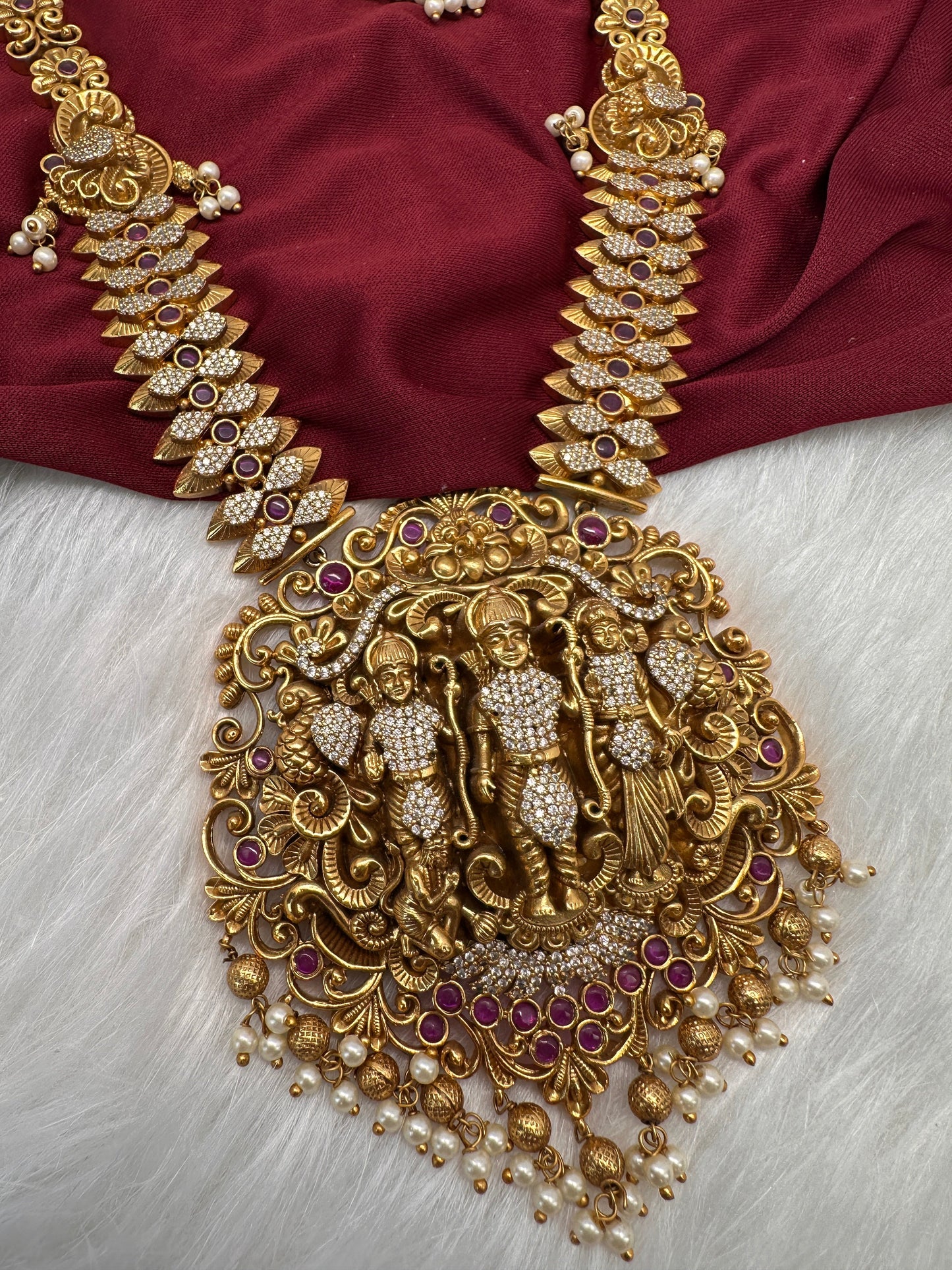 Ram Parivar Nakshi Matte Long Necklace