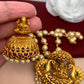 Goddess Lakshmi Peacock Pendent Set with Pearl Mala and Matching Jhumki