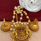 Goddess Lakshmi Peacock Pendent Set with Pearl Mala and Matching Jhumki