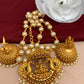 Goddess Lakshmi Peacock Pendent Set with Pearl Mala and Matching Jhumki