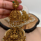 Goddess Lakshmi Matte Finish Pendent Set with Cluster Pearl Mala