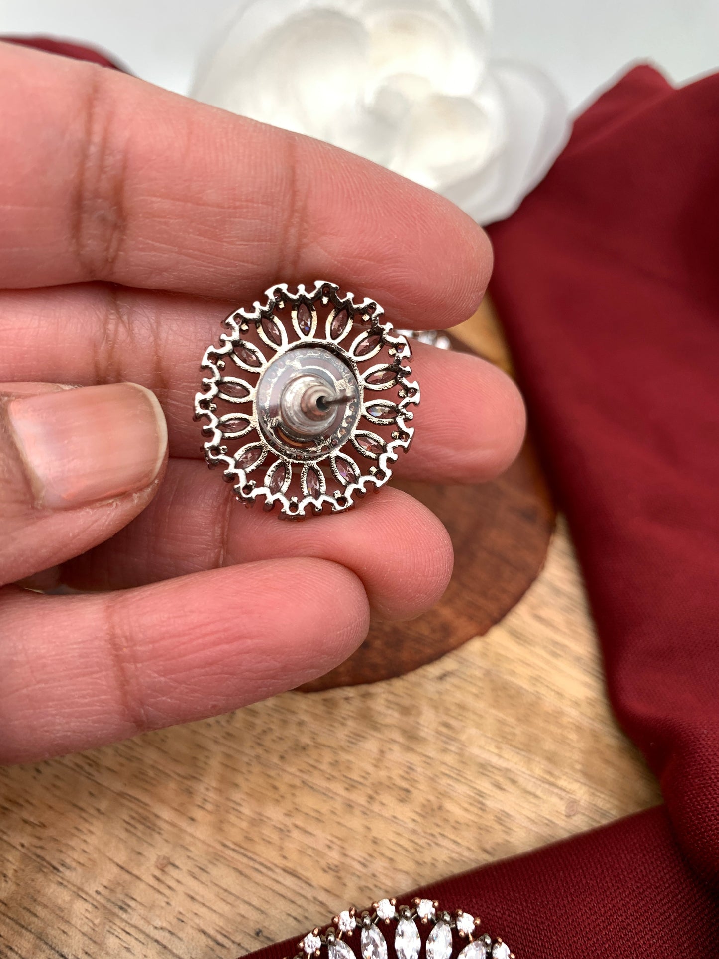 Victorian Polish AD Peach Stone Pendent Set