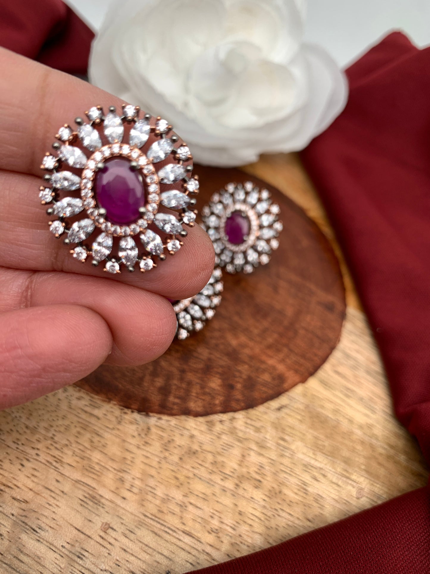 Victorian Polish AD Red Stone Pendent Set