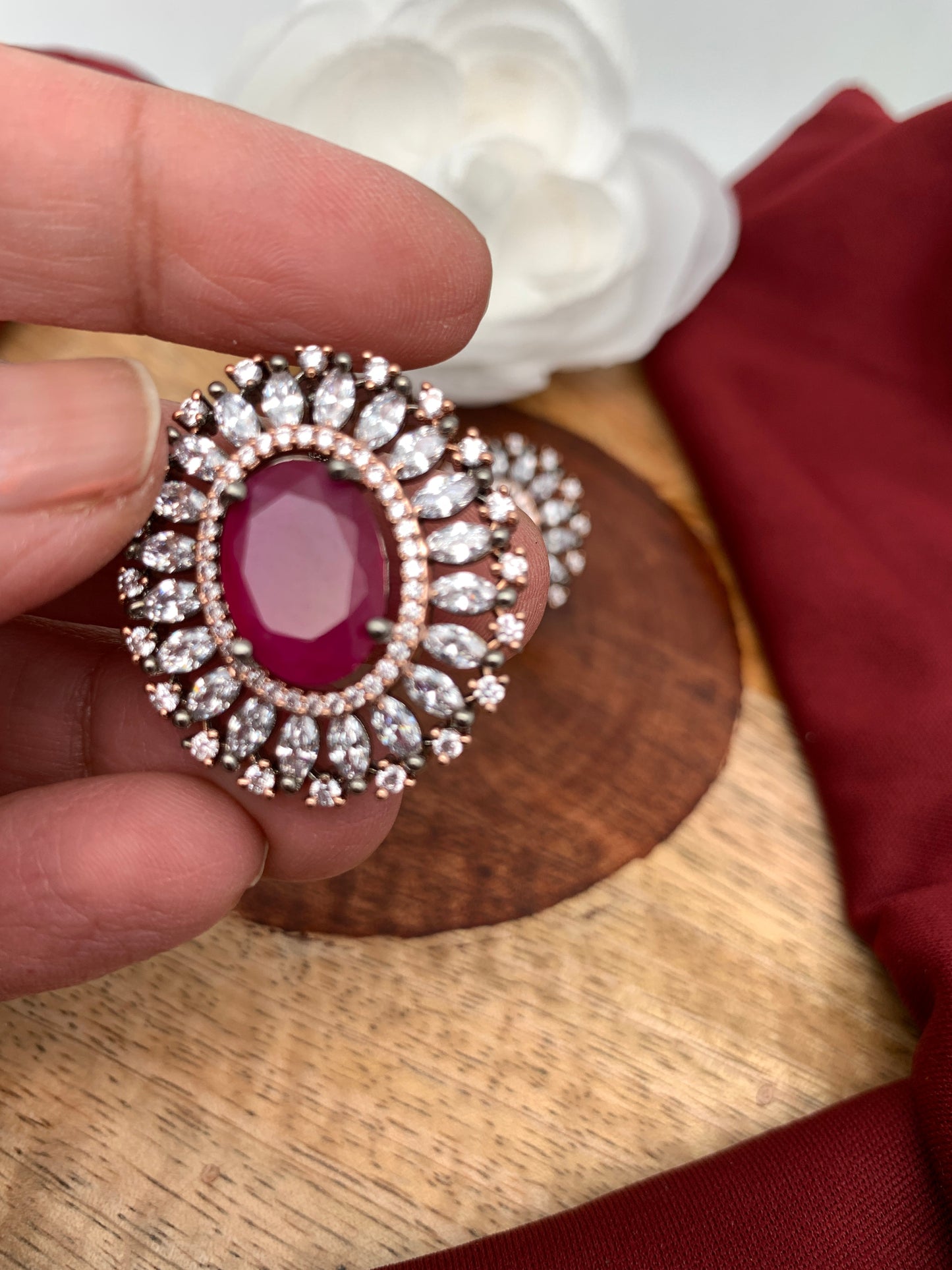 Victorian Polish AD Red Stone Pendent Set