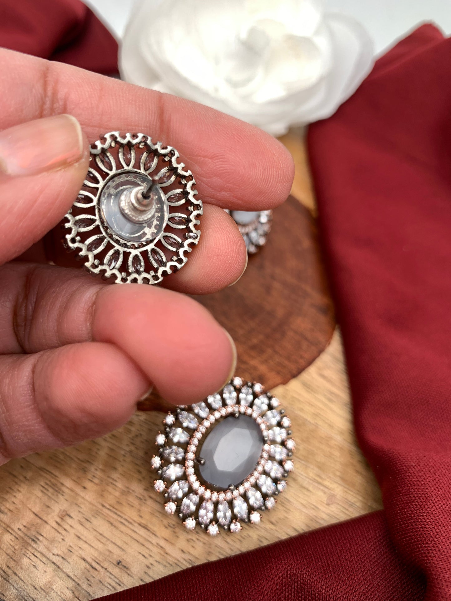 Victorian Polish AD Gray Stone Pendent Set